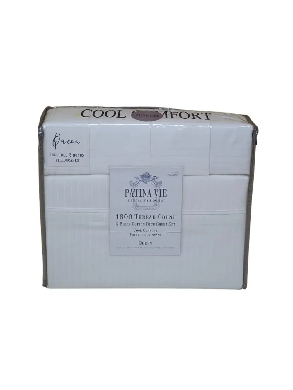 Patina Vie 6-Piece Cotton Rich 1800 Thread Count Queen Sheet Set Cool Comfort